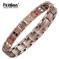 Hottime Double Row 4 IN 1 Energy Magnetic Therapy Bracelets & Bangles Fashion Healing 99.95% Pure Copper Bracelet Gift for Women